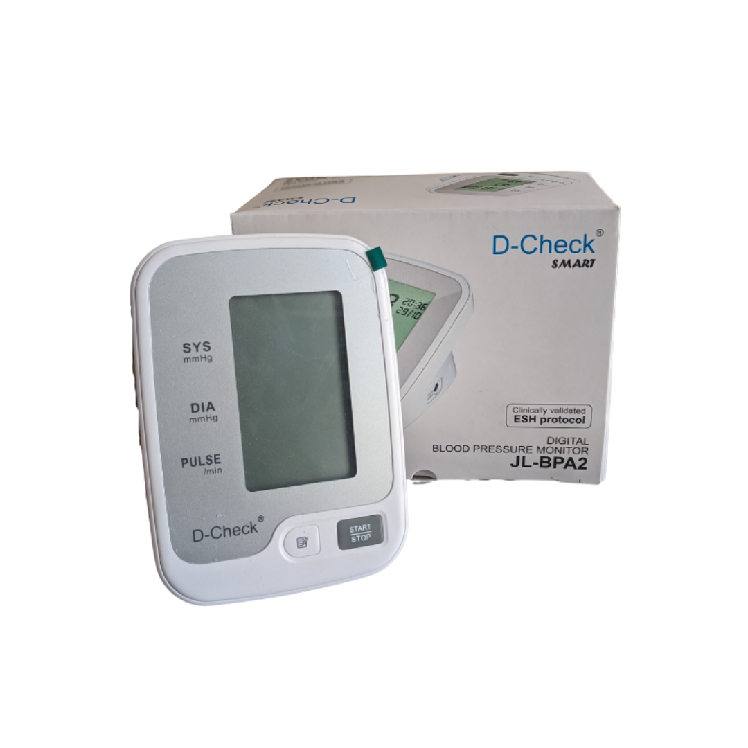 d-check blood pressure monitor. with 1 year warrenty .electronic blood pressure checker