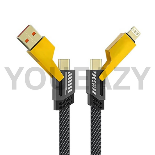 4-in-1 65W PD Fast Charging Cable – USB to Type-C Multi-Charger for iPhone 15/14/13 Pro Max, Xiaomi, Samsung, Huawei & More – High-Speed Data & Power Transfer