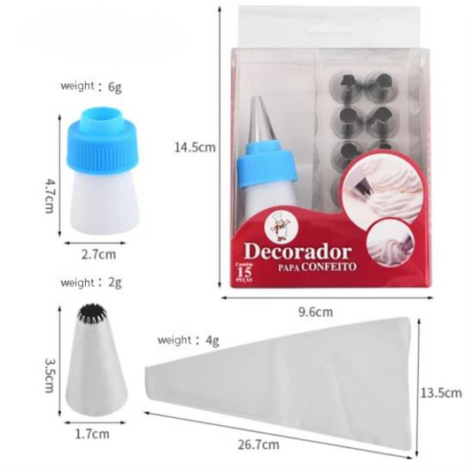 12-Piece Cake Decorating Kit Includes Frosting Bag, Icing Tips, and Steel Nozzles