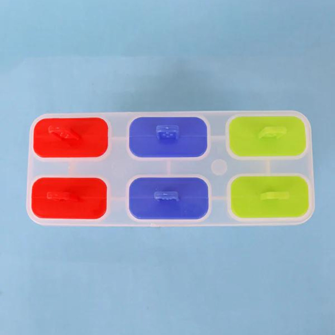 Pack of 6 Reusable Ice Cream & Kulfi Molds – Multicolor Plastic Set for Homemade Ice Lollies and Popsicles