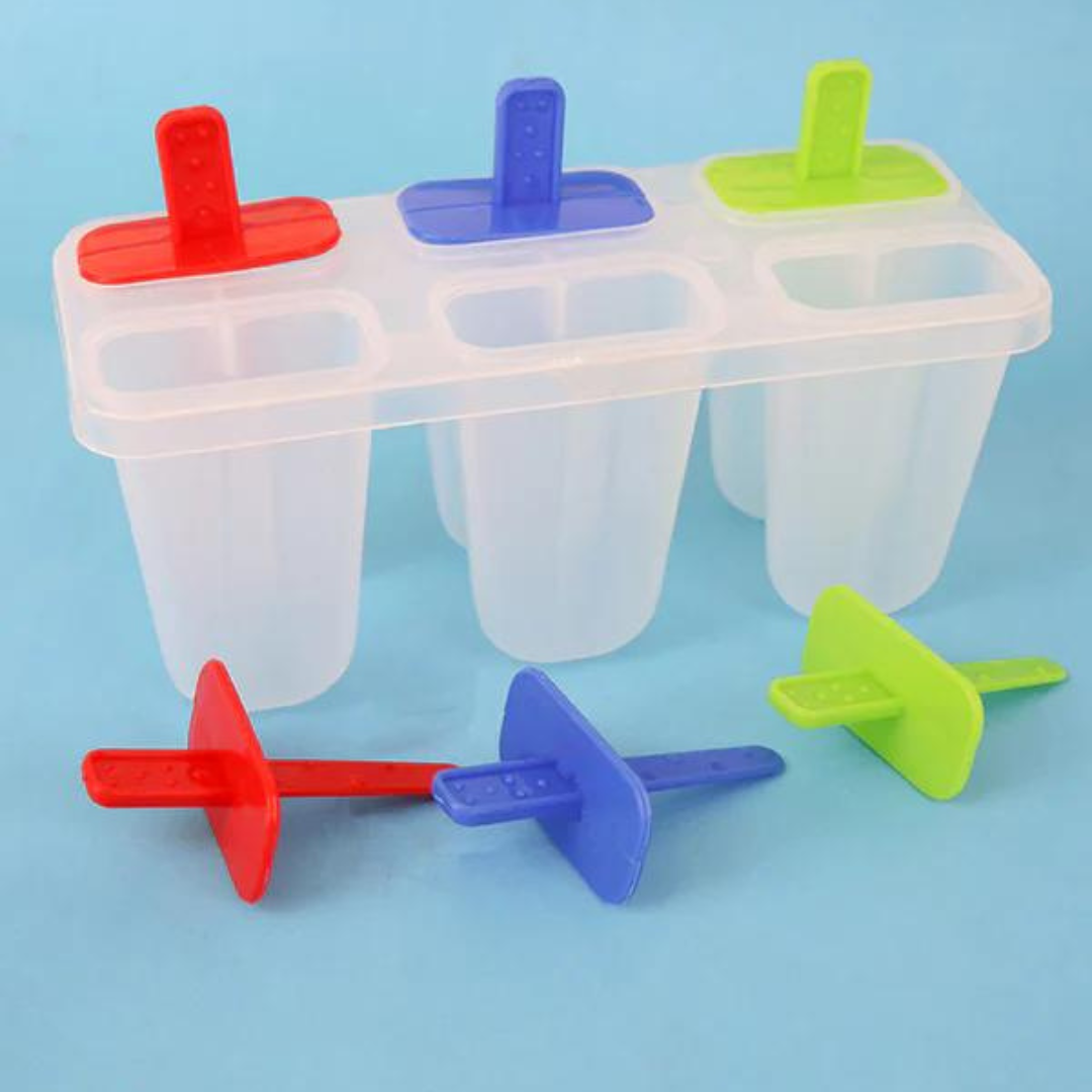 Pack of 6 Reusable Ice Cream & Kulfi Molds – Multicolor Plastic Set for Homemade Ice Lollies and Popsicles