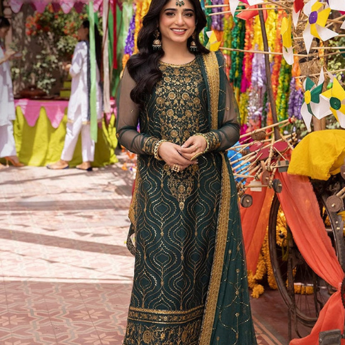 3 piece luxury shiffon collection. women unstitched dress ASM-0128 JFA