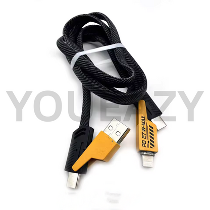 4-in-1 65W PD Fast Charging Cable – USB to Type-C Multi-Charger for iPhone 15/14/13 Pro Max, Xiaomi, Samsung, Huawei & More – High-Speed Data & Power Transfer