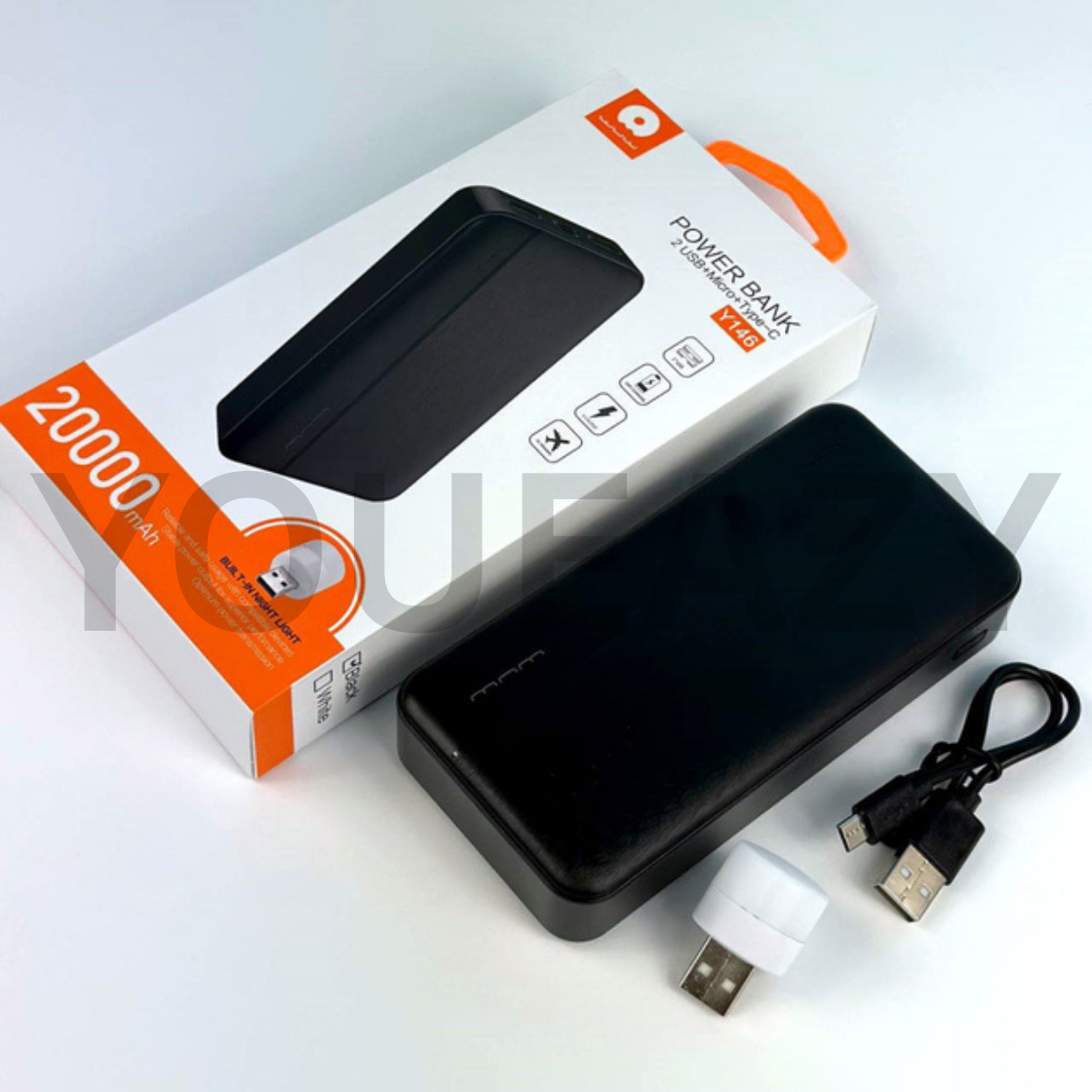 WUW Y146 20,000mAh PD 10.5 - 22.5W High-Speed Charging Universal Power Bank – USB-C Input/Output, Large Capacity, Portable Design