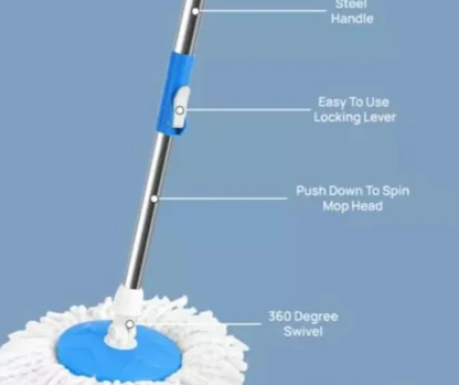 360° Rotating Extendable Wall & Floor Cleaning Mop Adjustable Long Handle Cleaning Mop for Walls & Floors Multi-Purpose 360° Spin Cleaning Mop with Extendable Rod Rotatable Wall Cleaning Mop for Home Deep Cleaning