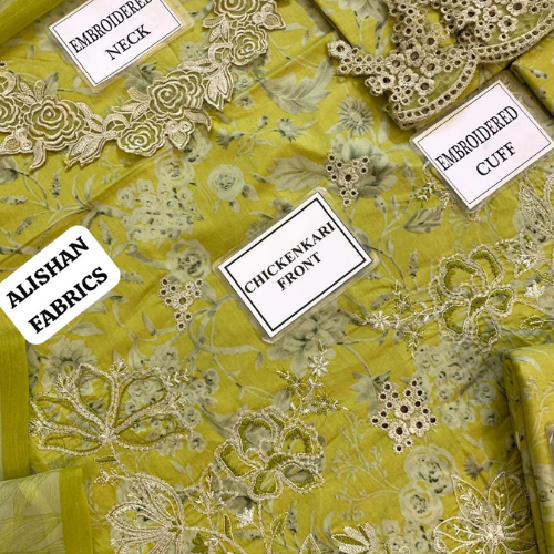 3 piece luxury embroidered lawn collection. women unstitched dress IZ-0127 NK