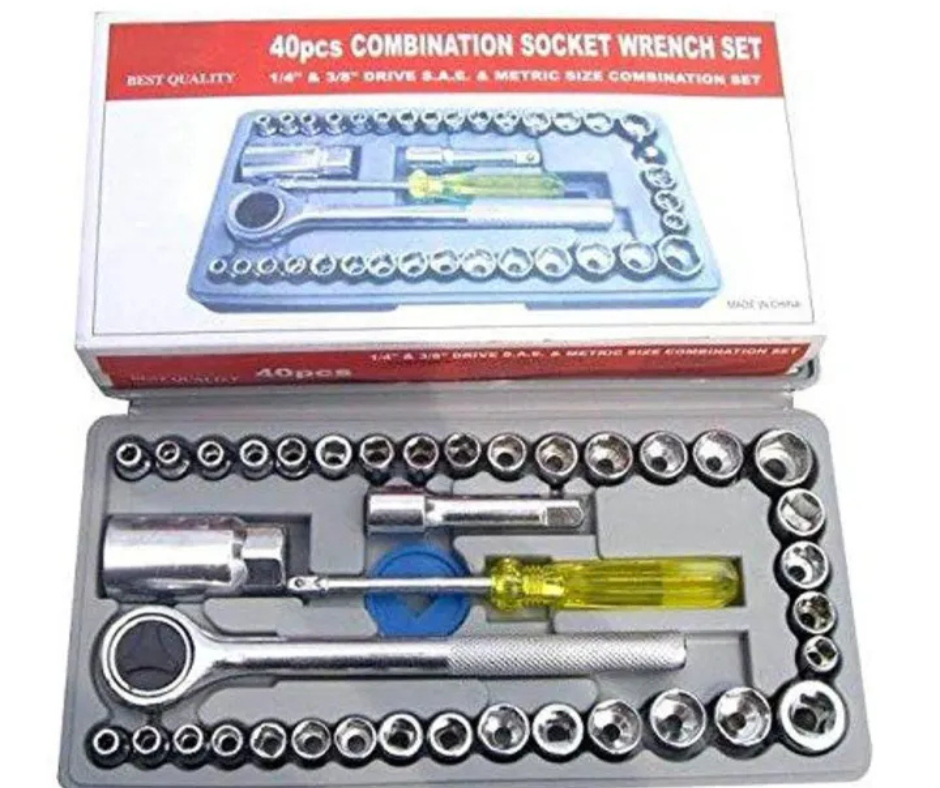Aiwa 40 Piece Tool Kit Set Original Aiwa 40-Piece Tool Kit Set – Socket Ratchet Wrench, Screwdriver Bits & Repair Tools. One complete toolkit for home, car, bike & everyday repairs