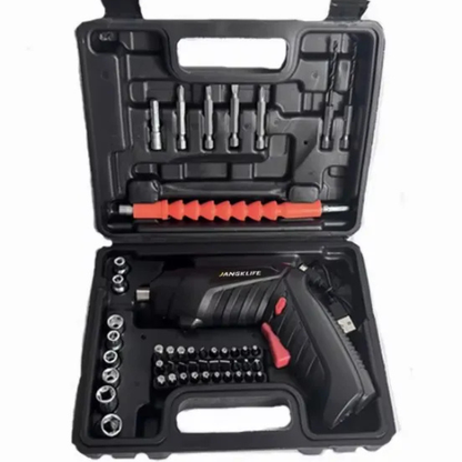 47-in-1 Cordless Electric Screwdriver Kit with Rechargeable Battery, Rotatable Handle & LED Light for Home Repair, Electronics & DIY