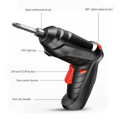 47-in-1 Cordless Electric Screwdriver Kit with Rechargeable Battery, Rotatable Handle & LED Light for Home Repair, Electronics & DIY