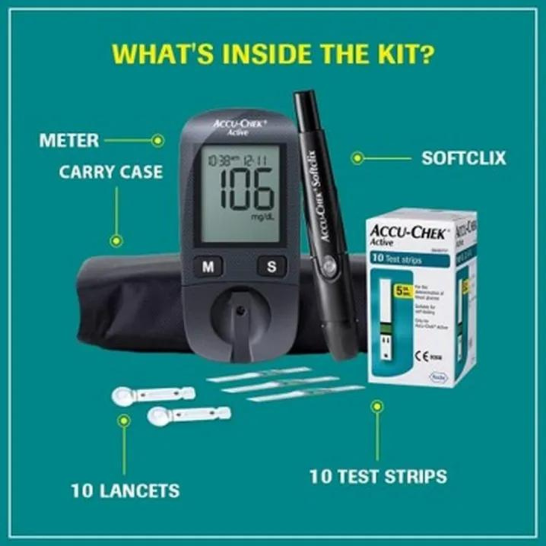 Accu Check Active Glucometersugar machine blood glucose meter with 10 free strips