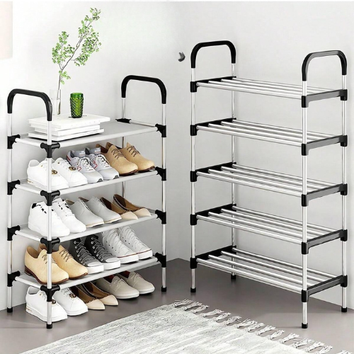 4,5 Layer Stainless Steel Shoe Rack, Space-Saving Compact Footwear & Trainer Storage Organizer