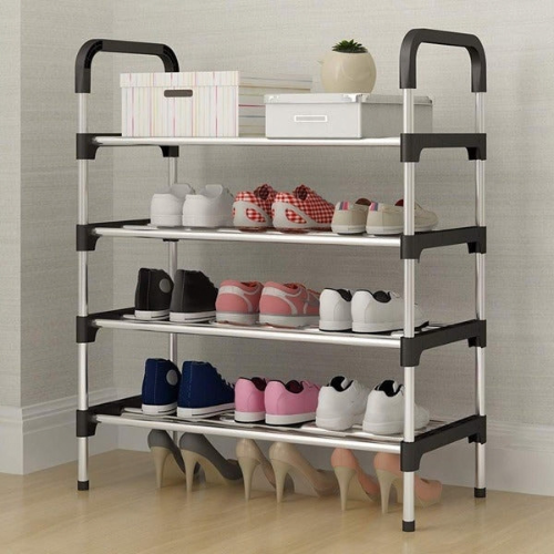 4,5 Layer Stainless Steel Shoe Rack, Space-Saving Compact Footwear & Trainer Storage Organizer