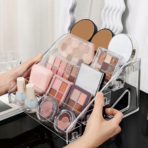 5-Layer Acrylic Cosmetic Display Rack | Makeup, Nail Polish & Lipstick Storage Organizer
