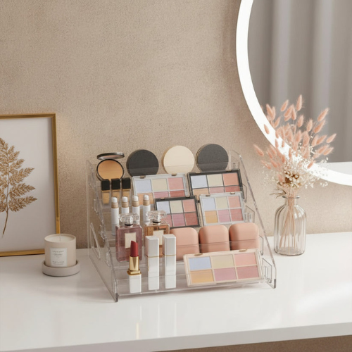 5-Layer Acrylic Cosmetic Display Rack | Makeup, Nail Polish & Lipstick Storage Organizer