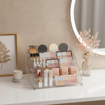 5-Layer Acrylic Cosmetic Display Rack | Makeup, Nail Polish & Lipstick Storage Organizer