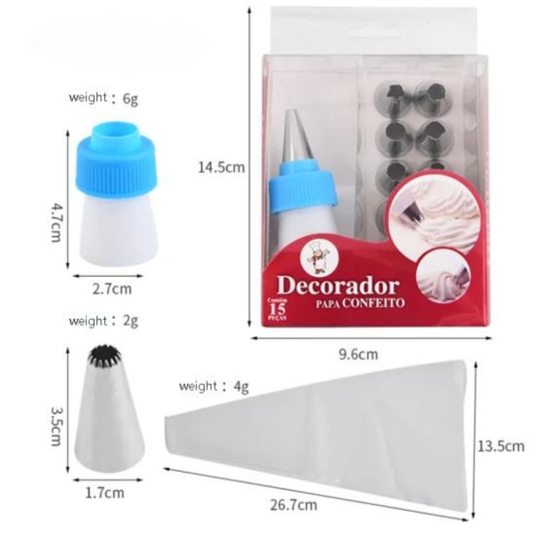 12-Piece Cake Decorating Kit Includes Frosting Bag, Icing Tips, and Steel Nozzles