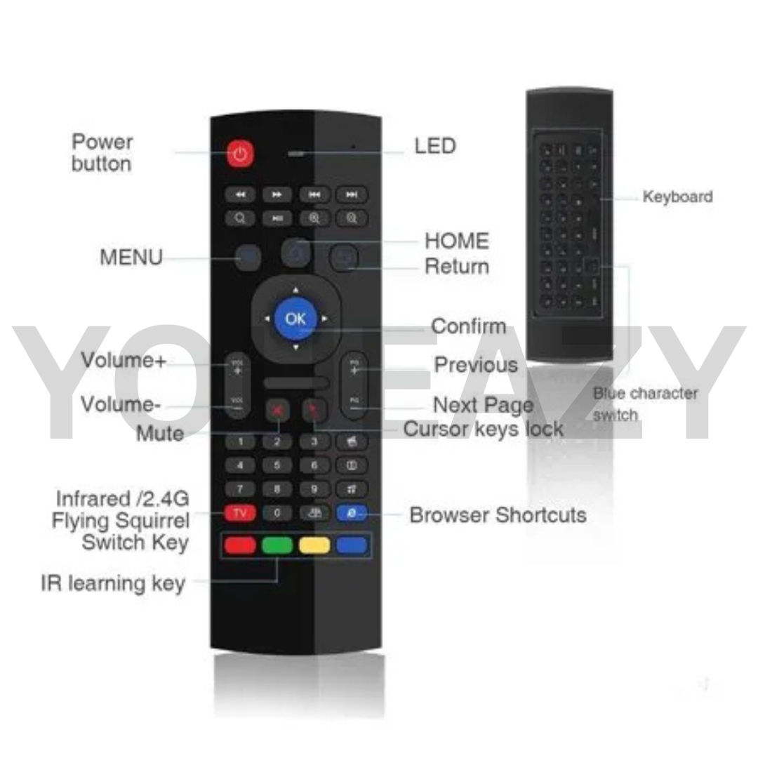 Fly Mouse for Android tv Box, with battries. Wireless Keyboard 2.4G Smart TV Remote with Motion Sensing Android Remote Control for Android TV,laptops,computers.