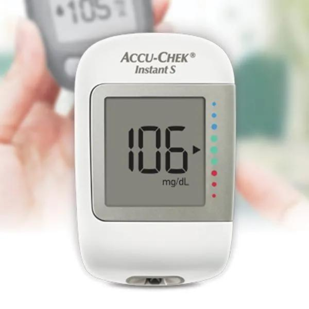 Accu Chek Instant S GLUCOMETER BLOOD GLUCOSE CHECKER MACHINESUGAR MACHINE WITH 10 FREE TEST STRIPS