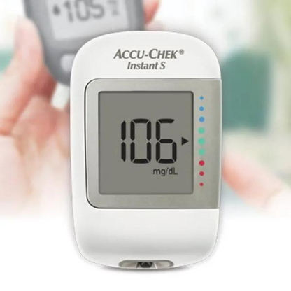 Accu Chek Instant S GLUCOMETER BLOOD GLUCOSE CHECKER MACHINESUGAR MACHINE WITH 10 FREE TEST STRIPS