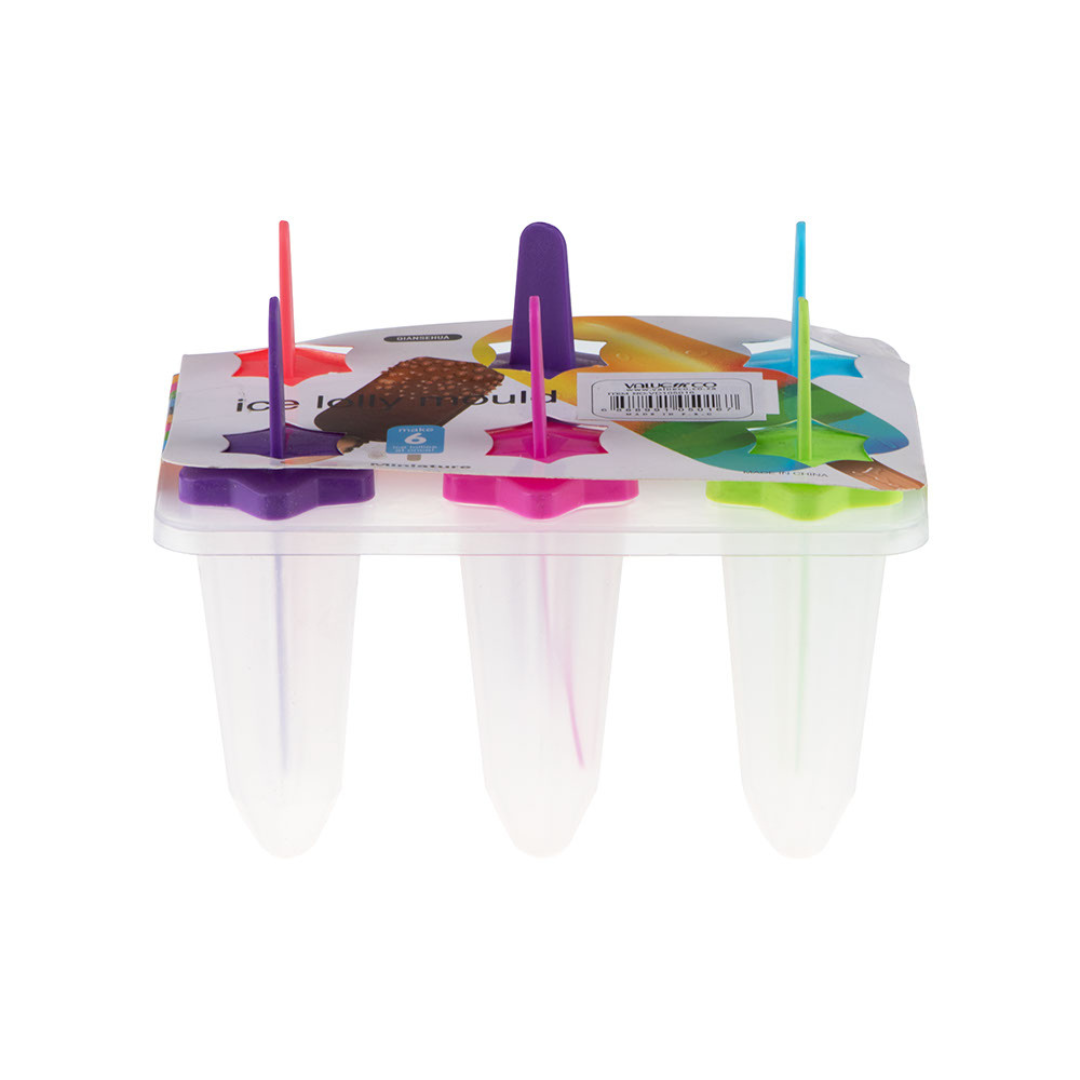 Pack of 6 Reusable Ice Cream & Kulfi Molds – Multicolor Plastic Set for Homemade Ice Lollies and Popsicles