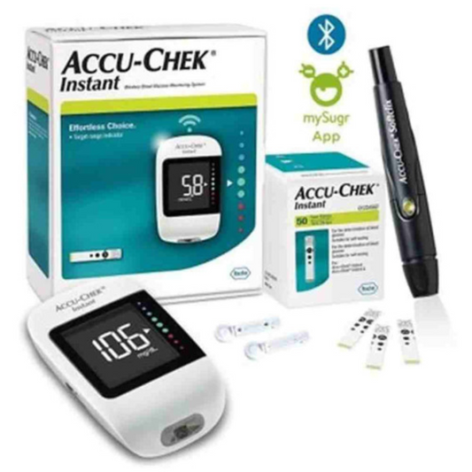 accu chek instant glucometer. with 10 strips free. blood glucose checkersugar machine