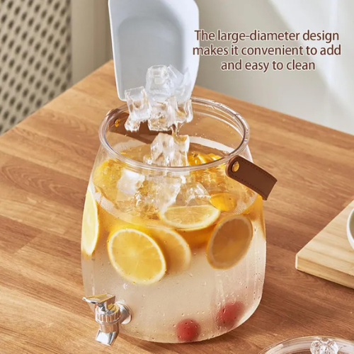 4L Brown Handle Juice Dispenser Large-Capacity Beverage Server for Home & Events