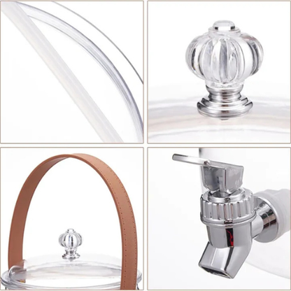 4L Brown Handle Juice Dispenser Large-Capacity Beverage Server for Home & Events