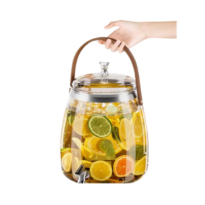 4L Brown Handle Juice Dispenser Large-Capacity Beverage Server for Home & Events