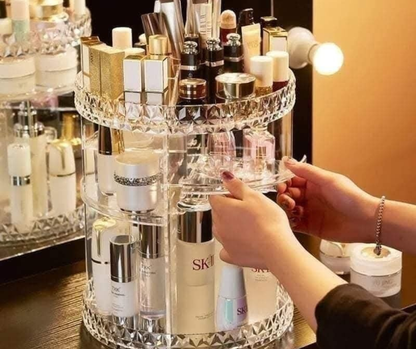 360° Rotating Makeup Organizer – 3D Cosmetic Organizer Adjustable Layers, Large Capacity Transparent Storage (LD-188)