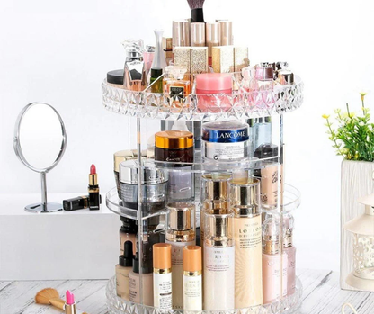 360° Rotating Makeup Organizer – 3D Cosmetic Organizer Adjustable Layers, Large Capacity Transparent Storage (LD-188)