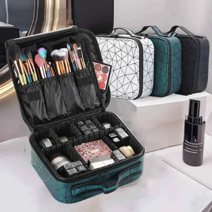 Diamond Cut Makeup Organizer Bag Compact Travel Cosmetic Pouch for Women, Small Capacity Zipper Storage Bag for Makeup, Skincare, Jewelry & Beauty Accessories