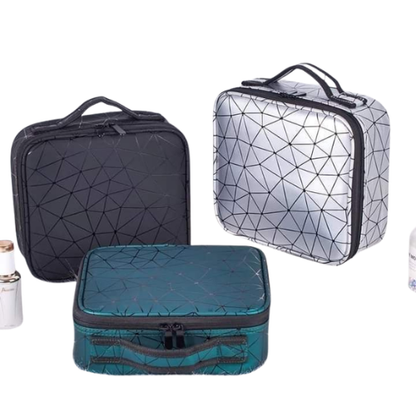 Diamond Cut Makeup Organizer Bag Compact Travel Cosmetic Pouch for Women, Small Capacity Zipper Storage Bag for Makeup, Skincare, Jewelry & Beauty Accessories