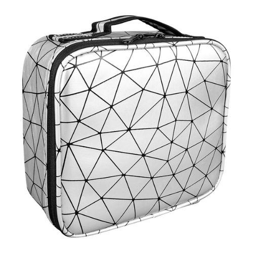 Diamond Cut Makeup Organizer Bag Compact Travel Cosmetic Pouch for Women, Small Capacity Zipper Storage Bag for Makeup, Skincare, Jewelry & Beauty Accessories