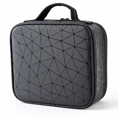 Diamond Cut Makeup Organizer Bag Compact Travel Cosmetic Pouch for Women, Small Capacity Zipper Storage Bag for Makeup, Skincare, Jewelry & Beauty Accessories