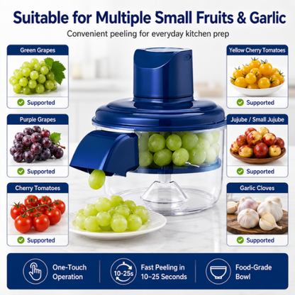 Rechargeable Electric Vegetable and Fruits Peeler Portable automatic peeler for garlic, small fruits, and vegetables, offering fast peeling with easy one-button operation.