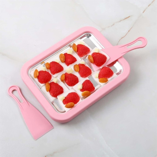 Instant Rolled Ice Cream Maker Pan with Scraper DIY Frozen Yogurt & Sorbet Making Plate