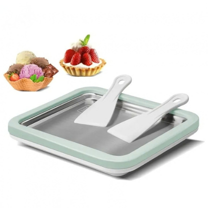 Instant Rolled Ice Cream Maker Pan with Scraper DIY Frozen Yogurt & Sorbet Making Plate
