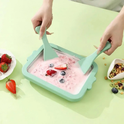 Instant Rolled Ice Cream Maker Pan with Scraper DIY Frozen Yogurt & Sorbet Making Plate