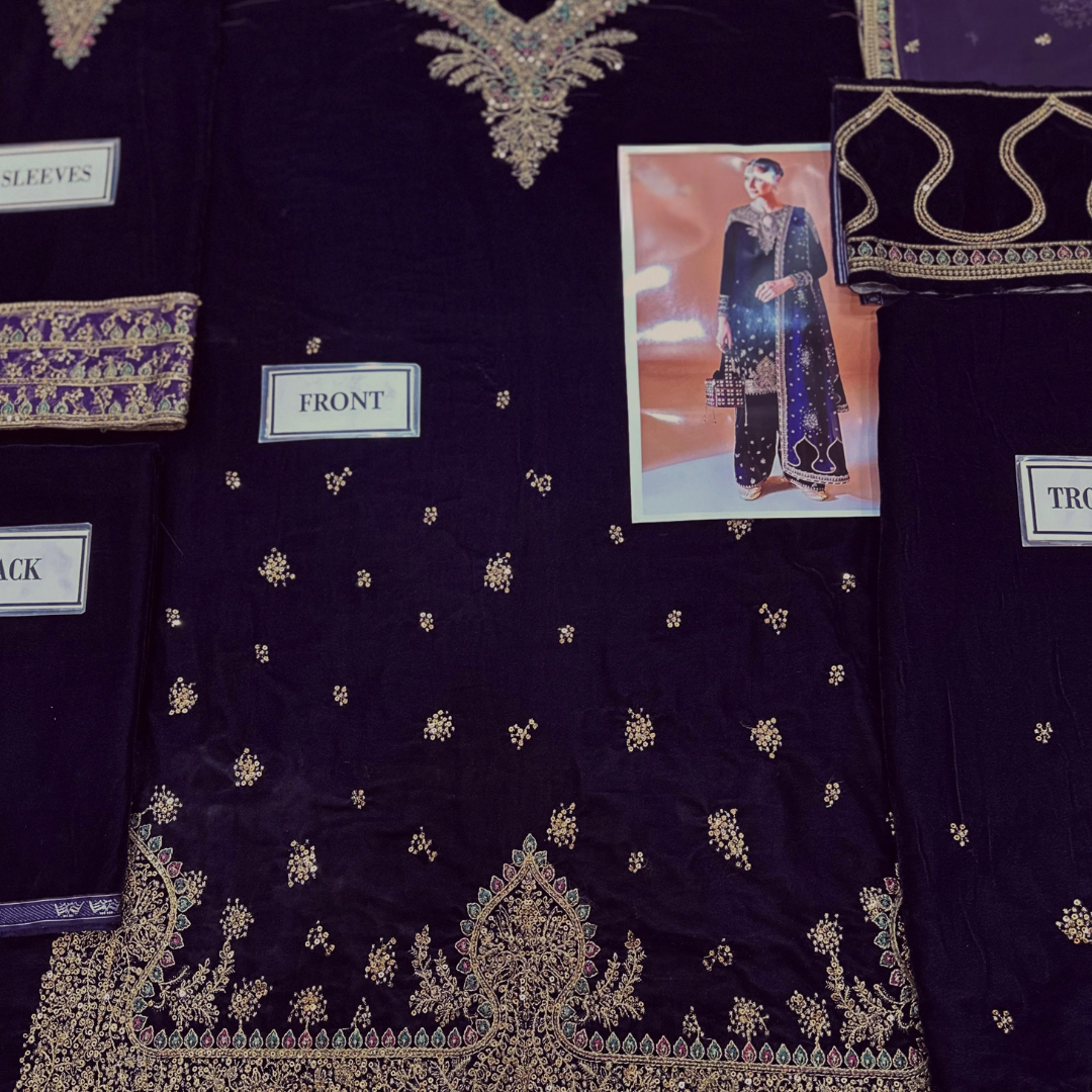 3 piece luxury embroidered collection. women unstitched dress JZ-0137 MN