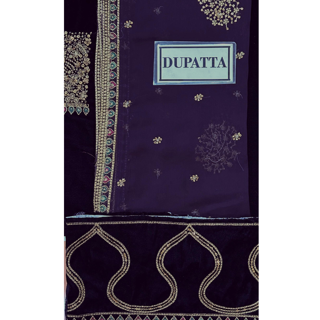 3 piece luxury embroidered collection. women unstitched dress JZ-0137 MN