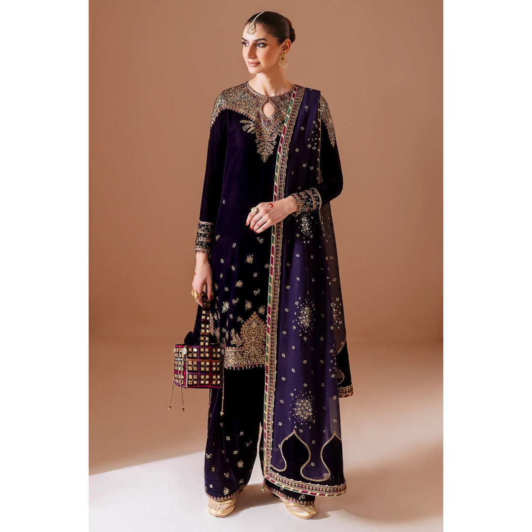 3 piece luxury embroidered collection. women unstitched dress JZ-0137 MN