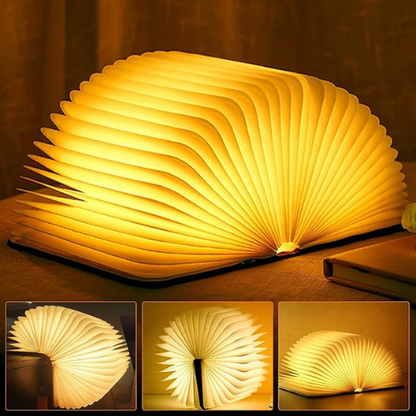 LED Book Lamp Light Foldable – Rechargeable Wooden Design Table Lamp for Home, Office & Travel