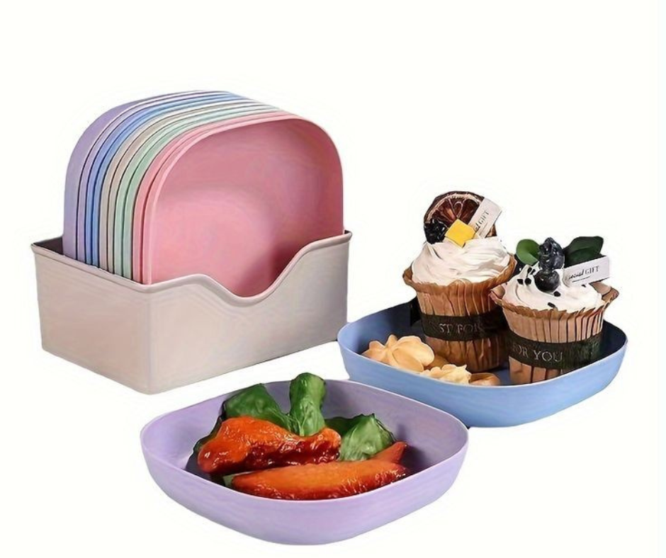 10PCS Multi-Function Food Grade Plastic Bone & Dish Set Round & Square Dining Table Garbage Plates