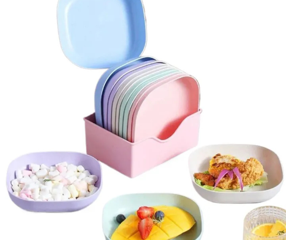 10PCS Multi-Function Food Grade Plastic Bone & Dish Set Round & Square Dining Table Garbage Plates