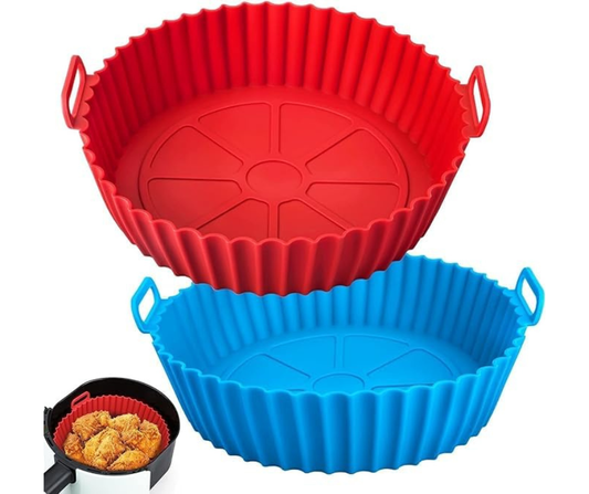 Reusable Food Grade Silicone Air Fryer Pot Liner Non-Stick Round Basket for Baking, Roasting, Grilling & Easy Cleaning