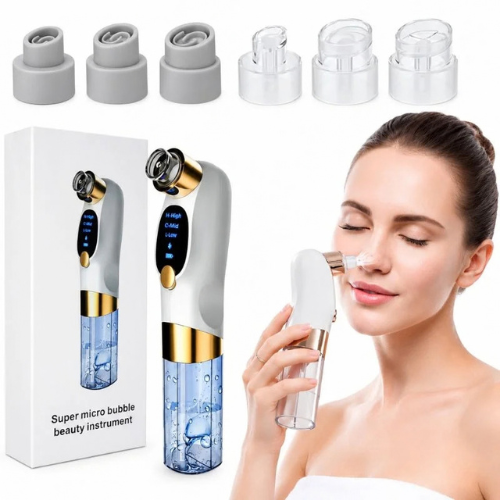 Super Micro Bubble Facial Cleansing Device Advanced handheld skincare tool using micro bubble technology to deeply cleanse pores, remove excess oil, makeup residue, blackheads, and impurities while refreshing skin.