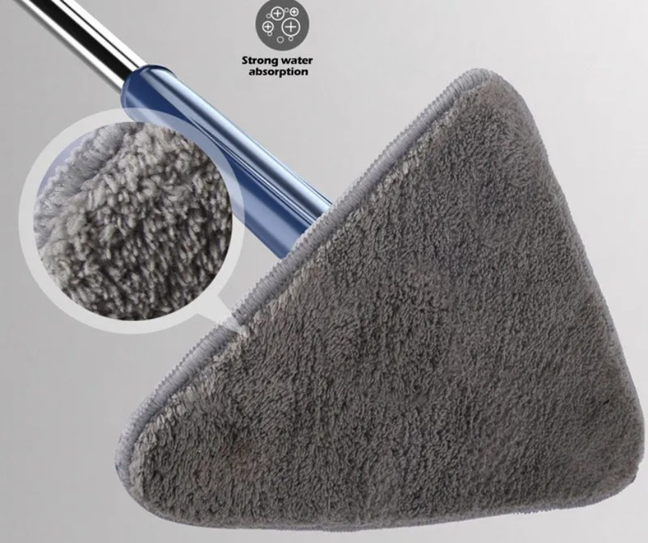 360° Triangle Floor Mop with Twist Squeeze. Extendable Handle Microfiber Cleaning Mop for Home