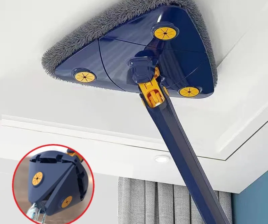 360° Triangle Floor Mop with Twist Squeeze. Extendable Handle Microfiber Cleaning Mop for Home