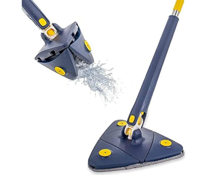 360° Triangle Floor Mop with Twist Squeeze. Extendable Handle Microfiber Cleaning Mop for Home