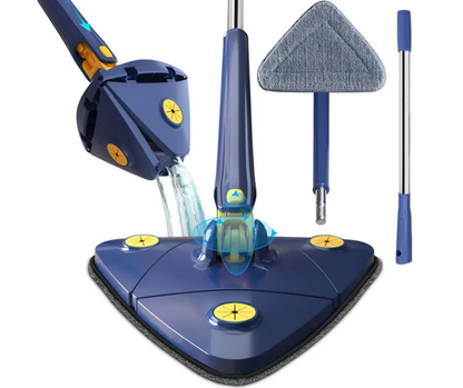 360° Triangle Floor Mop with Twist Squeeze. Extendable Handle Microfiber Cleaning Mop for Home